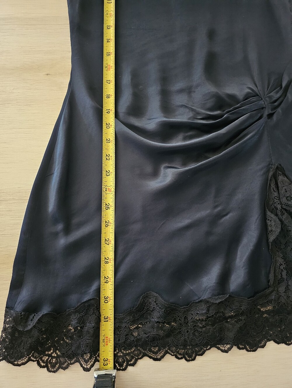 Zara Navy Blue Satin Viscose Lace Mini Dress Mock Neck Size S NWT - Picture 10 of 14